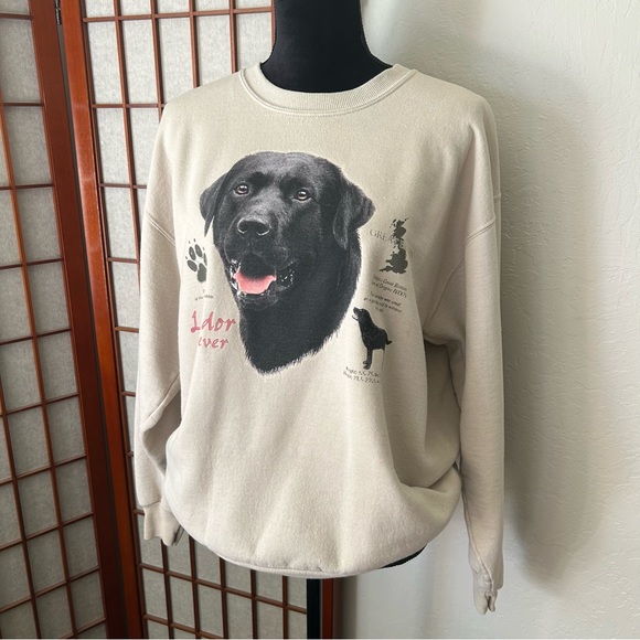 Vintage 80s 90s Oversized Graphic Labrador Dog Crewneck Hoodie / Sweatshirt - Picture 5 of 13